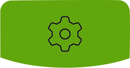 A green background with an image of a gear.