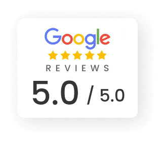 A google review badge for the 5. 0 / 5. 0 rating