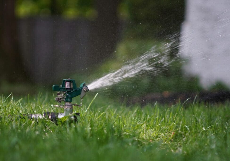 A water sprinkler spraying out of the ground.